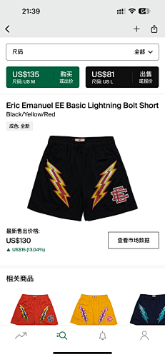 Eric Emanuel EE Basic Lightning Bolt Short Black Elow Red