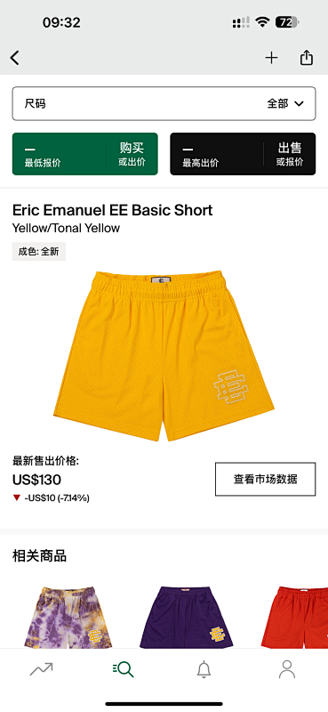 Eric Emanuel EE Basic Short Yellow Tonal Yellow