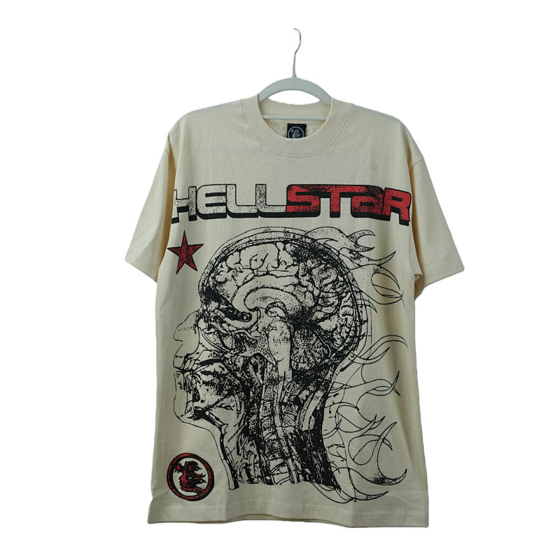 Hellstar Studios Cranium Short Sleeve Tee Shirt Cream