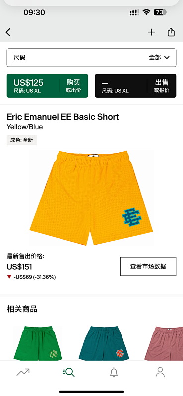 Eric Emanuel EE Basic Short Yelow Blue