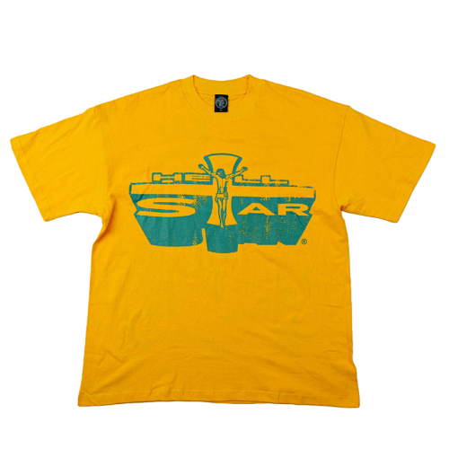 Hellstar Studios Jesus Emblem Short Sleeve Tee Shirt Yellow