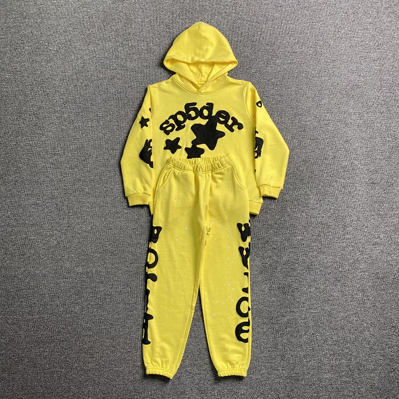 Sp5der Wed Yellow Star Hoodie Pants