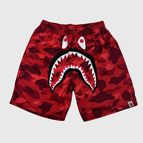 Bape Abc Camo Beach Shorts Red