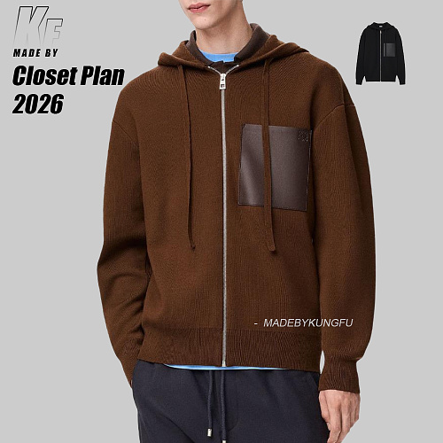 Loe 100 Wool Leather Zipper Hoodie