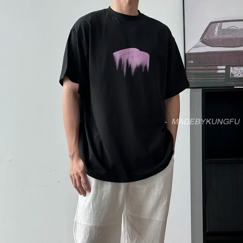 Balenciaga Blcg Printed Embroidery Imported Adhesive Material Round Neck Short Sleeved T-shir