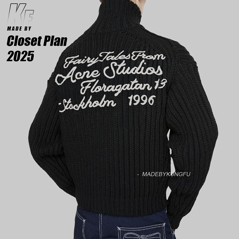 Acne 100 Wool Thick Knitting Zip Up