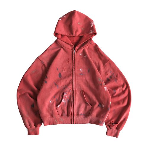 Solva Atelier Destroy Hand-drawing Washed Zip Hoodie