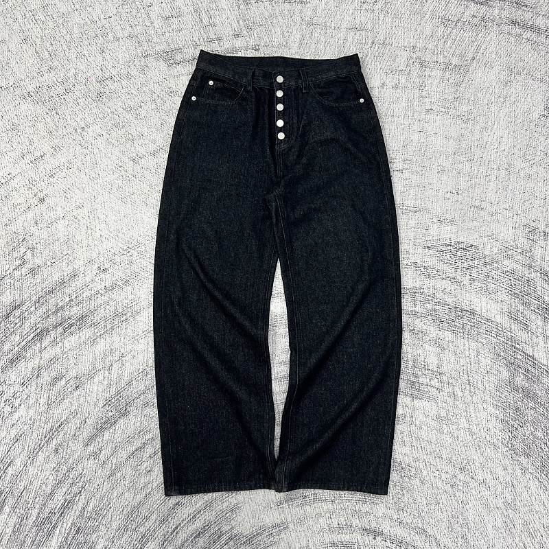 Etheria Black Multi-button Wide-leg Jeans