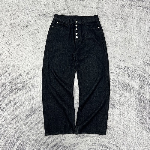 Etheria Black Multi-button Wide-leg Jeans