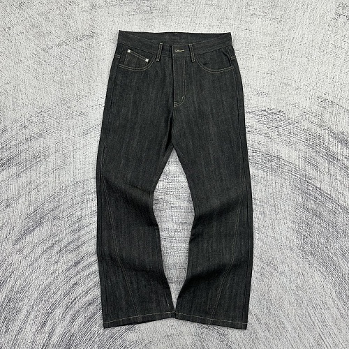 Etheria Raw Denim Jeans Micro-Flared Fit Selvedge And High-Density Embroidery
