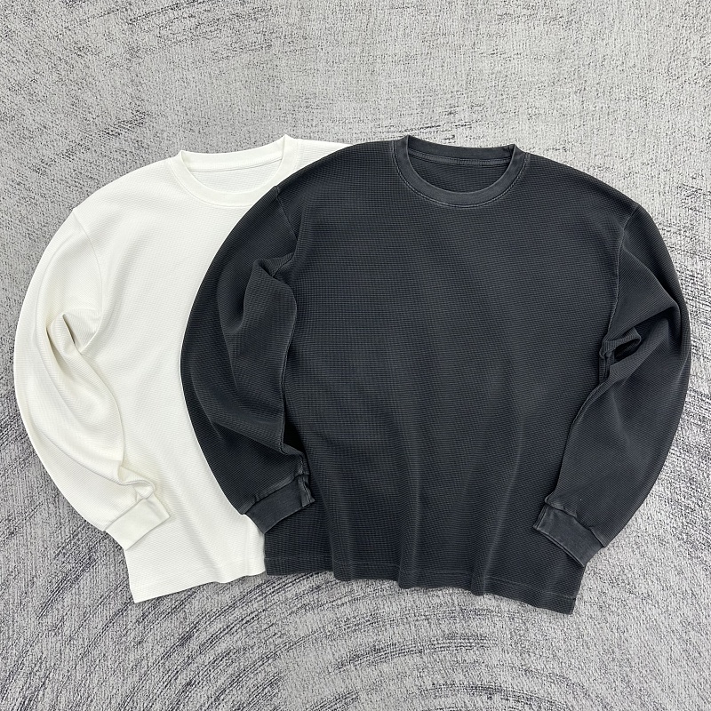 Etheria 100 Cotton Washed Waffle-Knit Long-Sleeve Top
