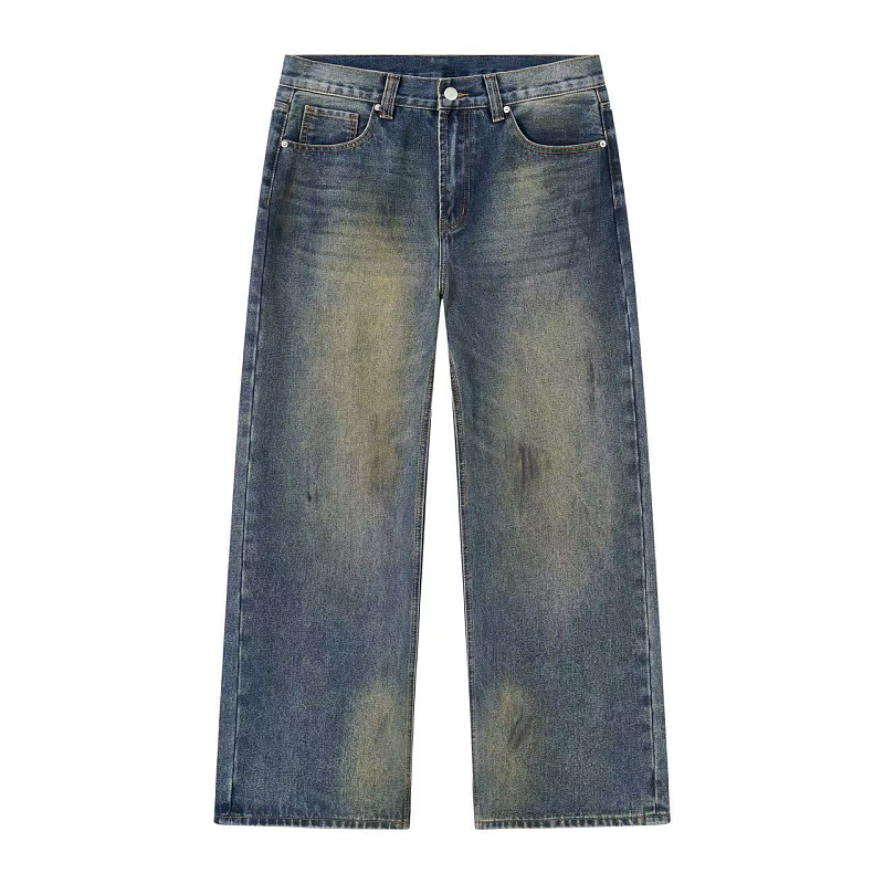 Etheria Mud-washed Distressed Wide-leg Jeans