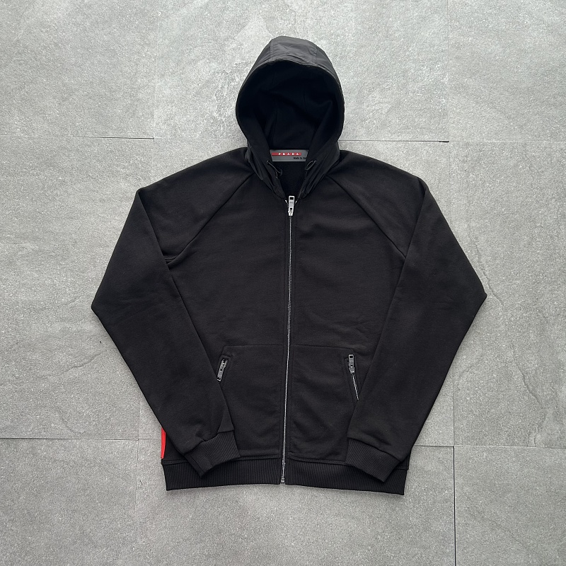 Prada Linea Rossa Cotton And Nylon Zip-up Hoodie