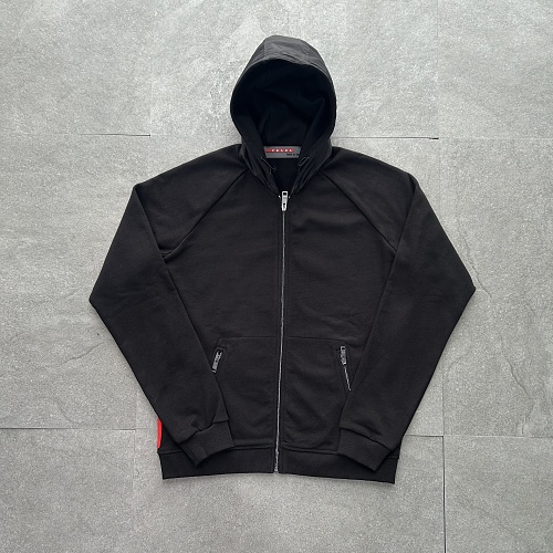 Prada Linea Rossa Cotton And Nylon Zip-up Hoodie