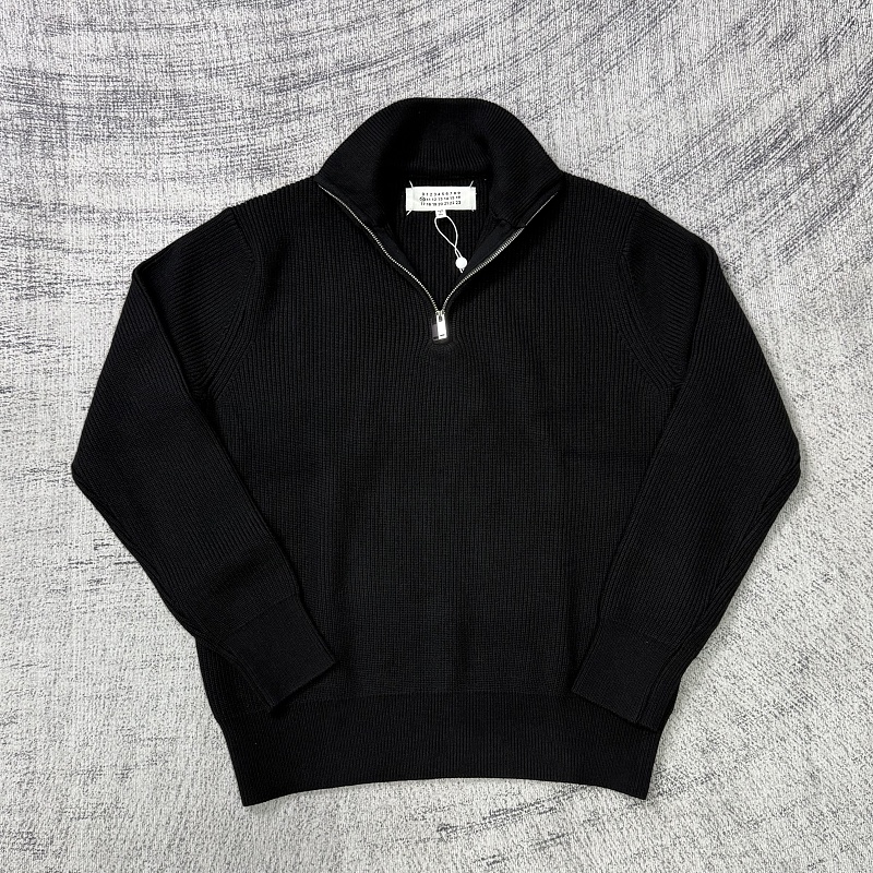 Maison Martin Margiela Black Wool Trucker Zip Sweater