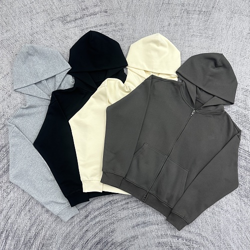 Etheria 100 Cotton Double-Zip Cropped Boxy Hoodie