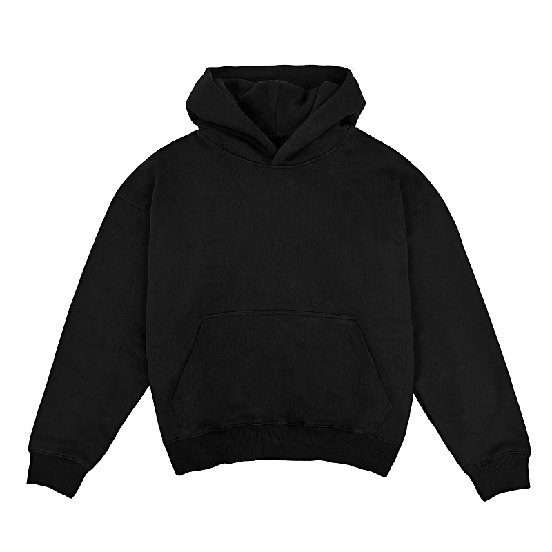 Gsm Boxy Black Cotton Hoodie