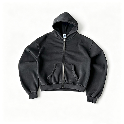 Mobius Zip Up Hoodie - Washed Black