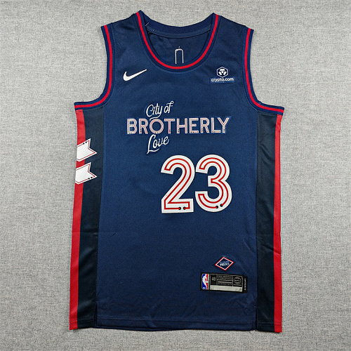 24 76ers Retro City Edition Embroidery Jersey S-2XL 76