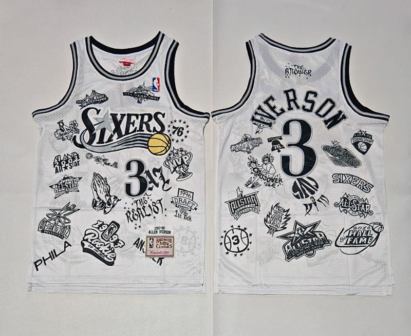 25 76ers Embroidery Jersey S-2XL 76