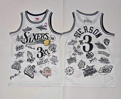 25 76ers Embroidery Jersey S-2XL 76