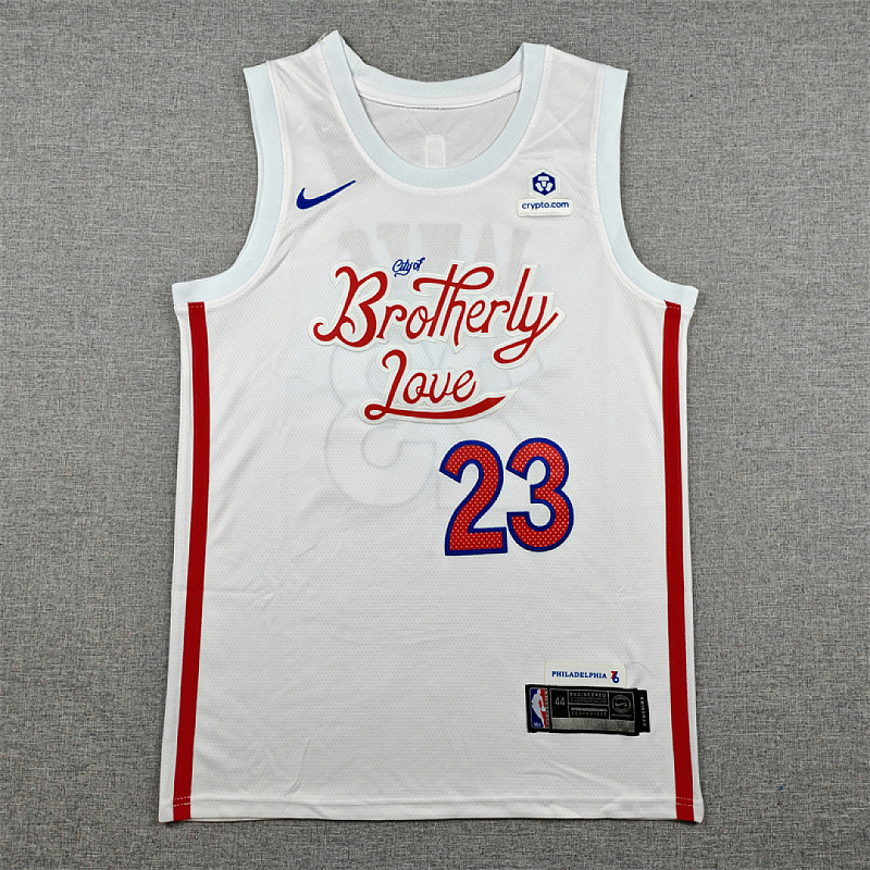 23 76ers Retro City Edition Embroidery Jersey S-2XL 76