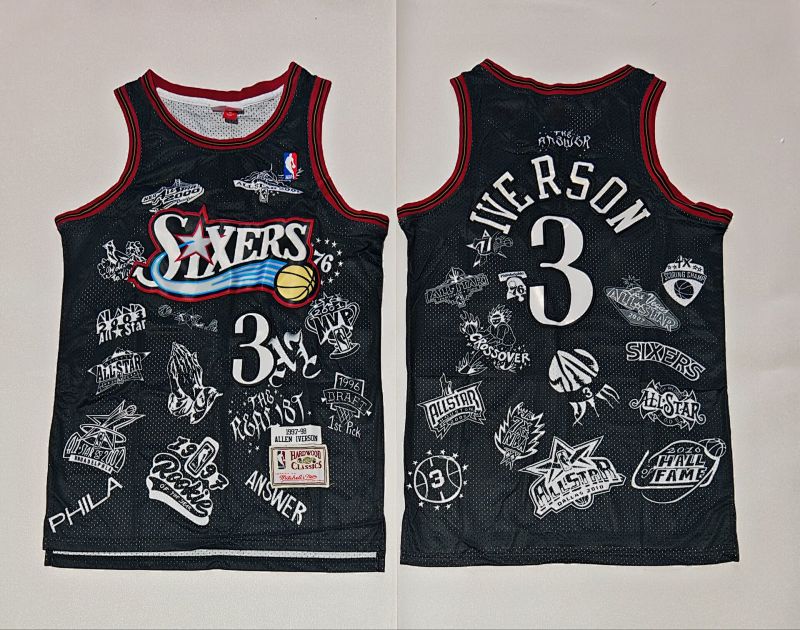 25 76ers Embroidery Jersey S-2XL 76