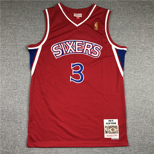 96-97 76ers Retro Embroidery Jersey S-2XL 76