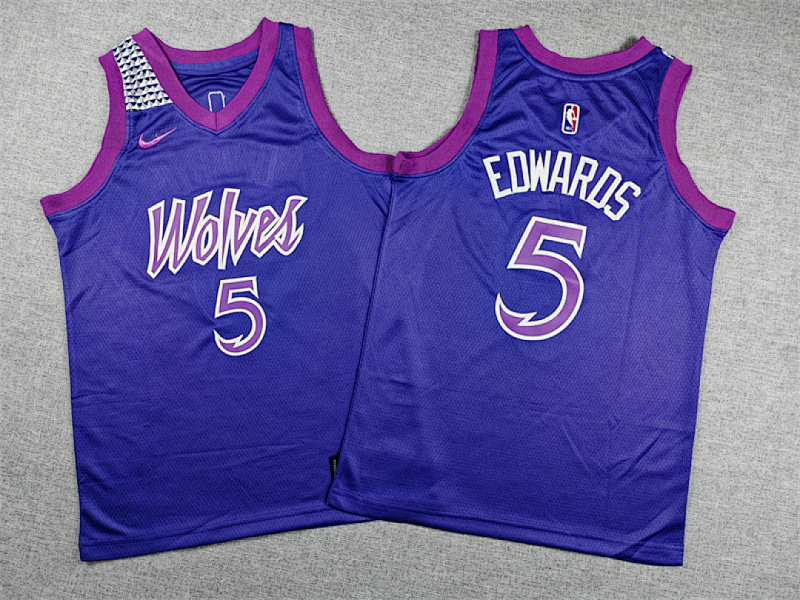 Timberwolves Kids Embroidery City Edition Jersey S-2XL