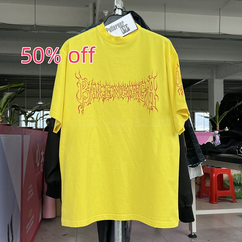 Balenciaga Blcg Darkwave Yellow Cotton T-shirt