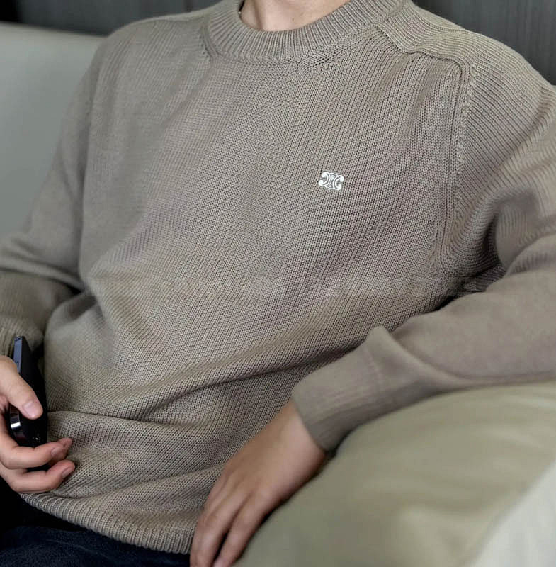 Cln Apricot Round Neck Embroidered Sweater With Chest