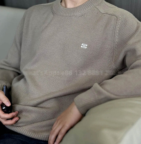 Cln Apricot Round Neck Embroidered Sweater With Chest