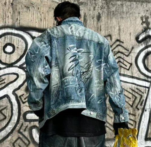 Balg Graffiti Oversized Jacket IN Light Blue