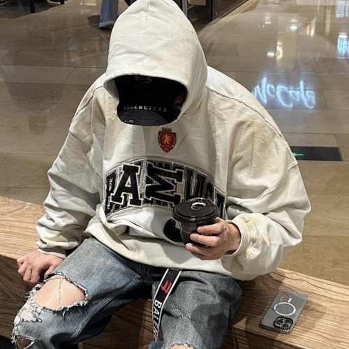 Balenciaga Blcg Skater Hoodie Oversized IN White 100 Cotton