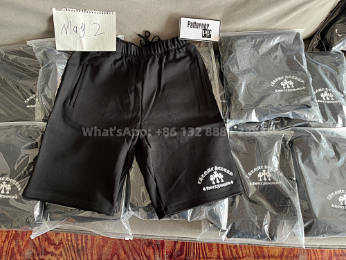 C H Black Embroidery Shorts