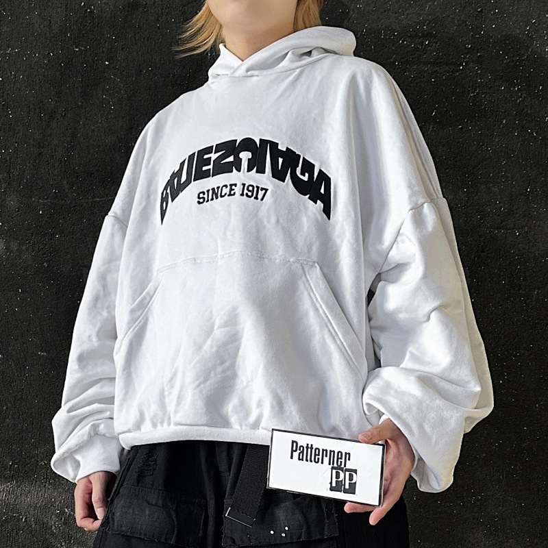 Balenciaga Blcg Logo Cotton Jersey Embroidered Hoodie