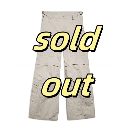 Balenciaga Blcg Flared Cargo Pants IN Beige Cotton Ripstop Made In Italy