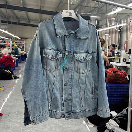 Acn Loose Fit Denim Jacket Light Blue