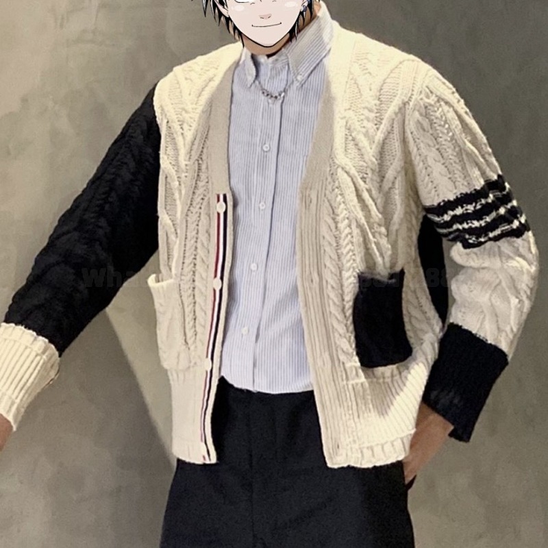 TB 4 Bar Funmix Aran Cable Knit Cardigan