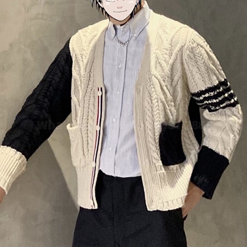 TB 4 Bar Funmix Aran Cable Knit Cardigan