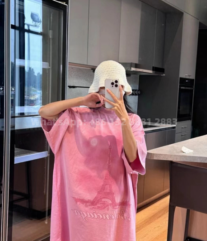 Balenciaga Blcg Iron Tower Pink Short Sleeved