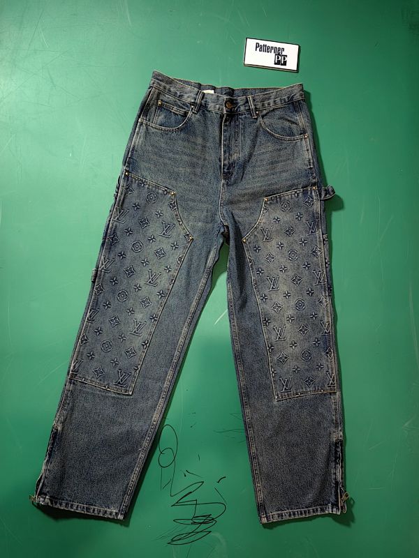 Louis Vuitt Relief Printed Jeans