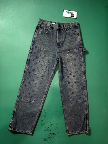Louis Vuitt Relief Printed Jeans