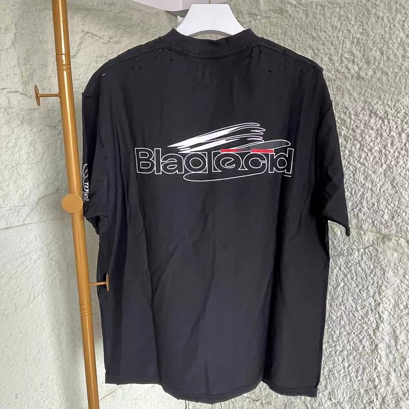 Balenciaga Blcg Black Printed Short Sleeves