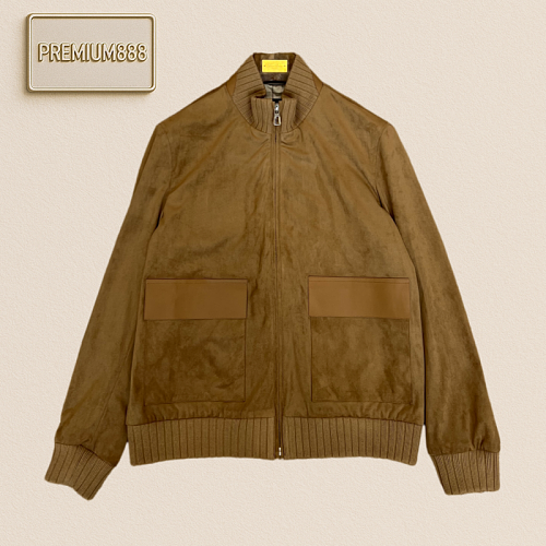 LP NooyiPianya Leather-Feeling Patched V-neck Pilot Jacket