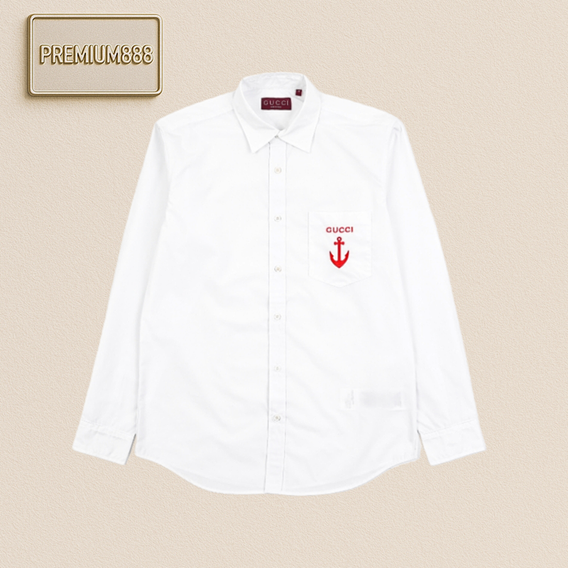 Gucci G Family 25Fw G Letter Anchor Embroidered Long-sleeved Shirt