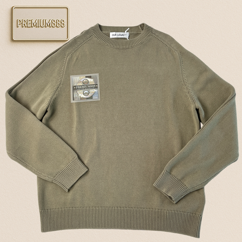Our Oak Green Cotton Knitted Round-neck Long-sleeve Shirt