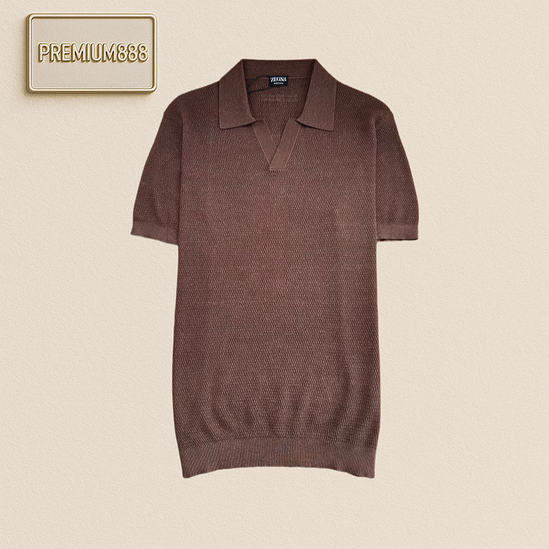 Zegna Classic V-neck Knit Polo Shirt