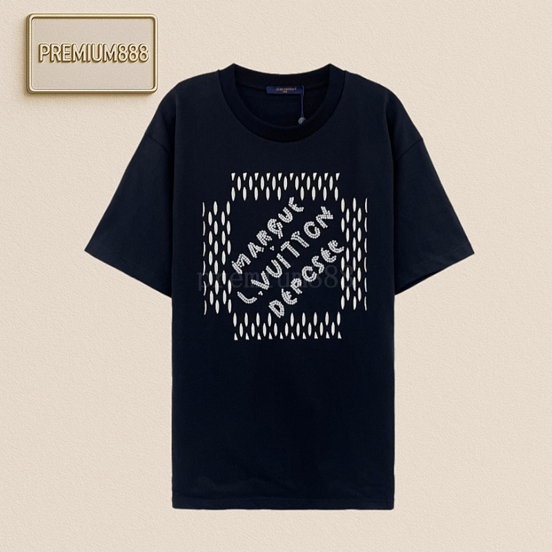 L V Embroidered Beaded Letter T-shirt