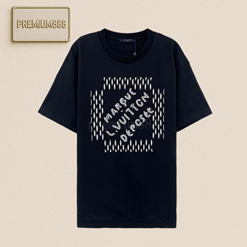 L V Embroidered Beaded Letter T-shirt